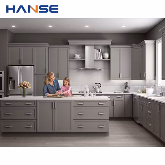 American Style Classic Cherry Raised Panel Square Diagonal Corner Cabinet Modular Solid Wood Kitchen Distressed Cabinets