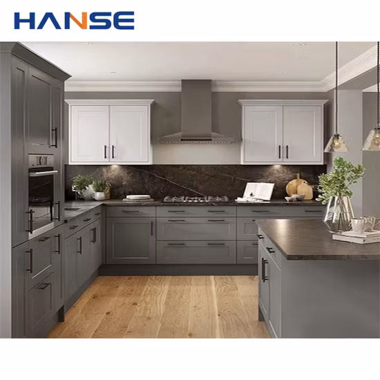 American Style Classic Cherry Raised Panel Square Diagonal Corner Cabinet Modular Solid Wood Kitchen Distressed Cabinets