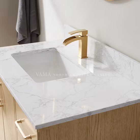 Vama usine moderne salle de bain vanité armoire solide Surface vanité haut Design laque peinture meubles de salle de bain 799036